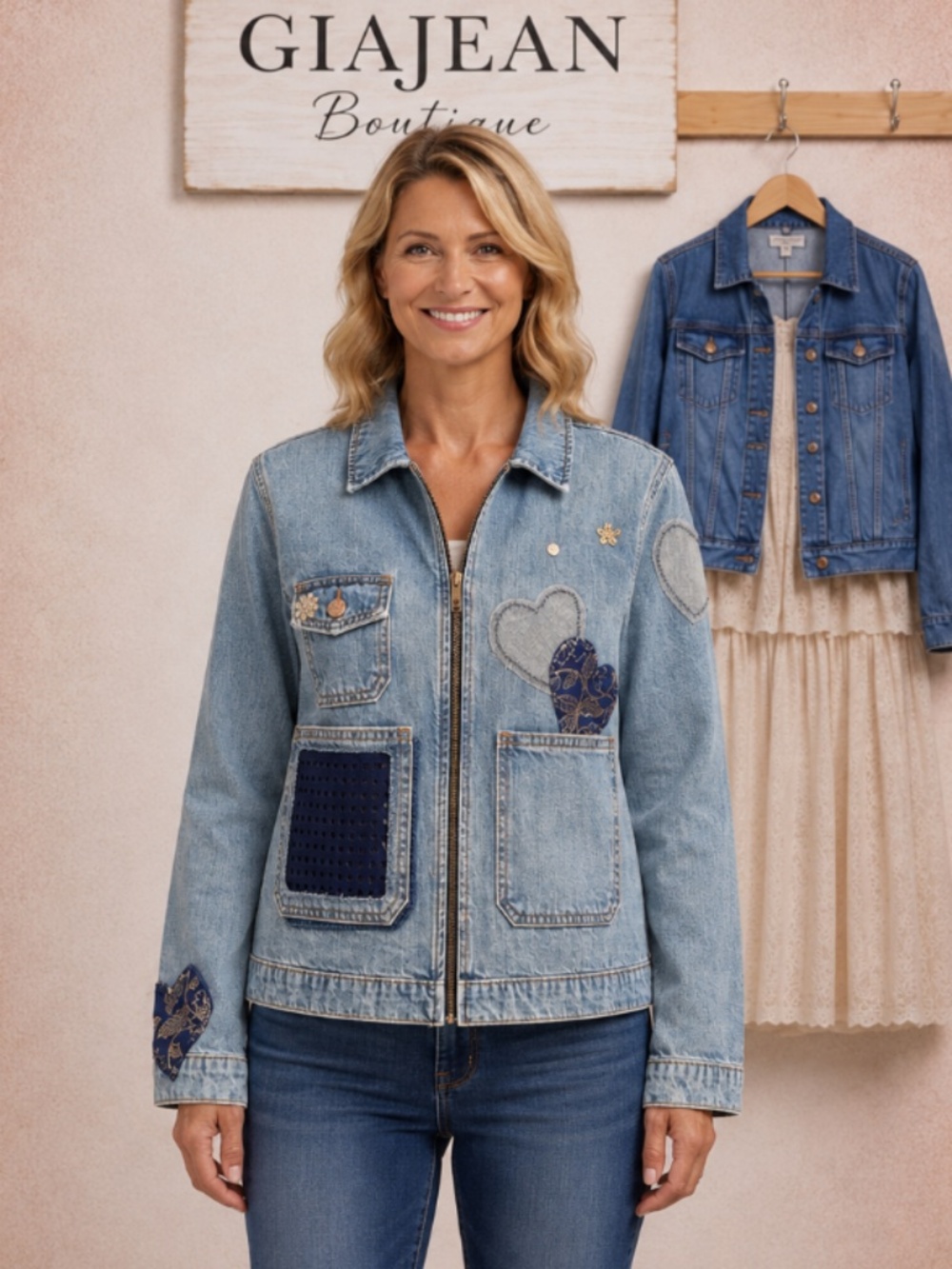 CUSTOM HANDMADE UPCYCLED JEAN JACKET NWT